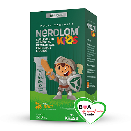 NEROLOM KIDS CRIANCAS 240 ML POLIVITAMINIACO GLICEROFOSFATO + ASSOCIACOES KRESS BOA SAUDE MEMORIA