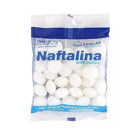 Naftalina Em Bolas Pacote 50 Gramas Hidrocarboneto Sanilar - BOA SAUDE ...