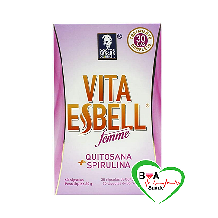 VITAESBELL FEMME QUITOSANA MAIS SPIRULINA COM 60 CAPS DOCTOR BERGER BOA SAUDE