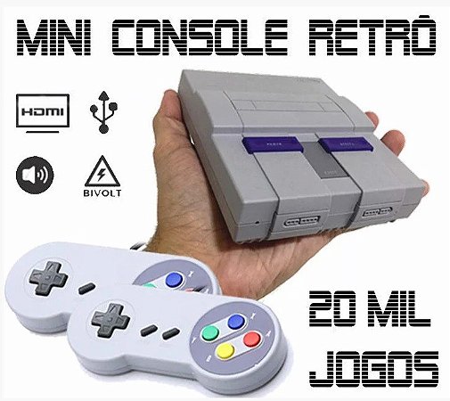 Mini Console Retro - 20 Mil Jogos - Snes - 2 Controles USB de super nintendo classico
