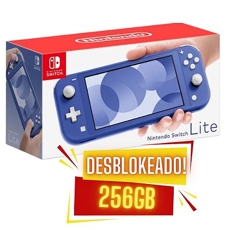 Nintendo Switch Lite Azul DESBLOQUEADO com 256gb