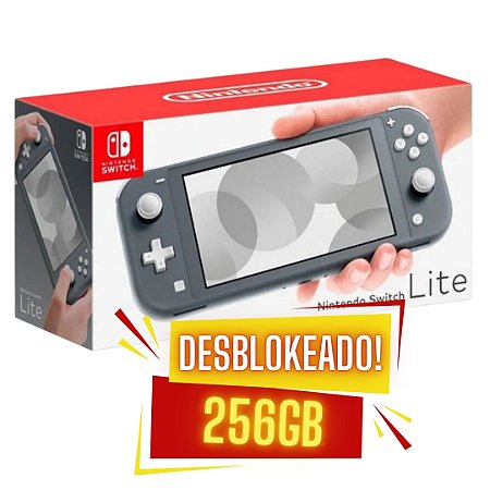 Nintendo Switch Lite Cinza- DESBLOQUEADO com 256gb