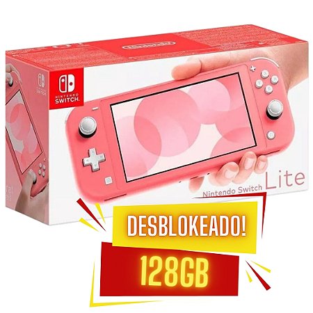 Nintendo Switch Lite Coral- DESBLOQUEADO com 128gb