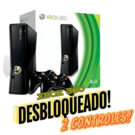 Xbox 360 Desbloqueado com Dois Controles Lê Cd Paralelo
