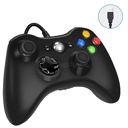 Controle Xbox 360 Com Fio Preto Alternativo