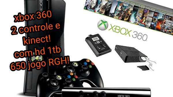Xbox 360 Destravado C/ 2 controles + 100 Jogos Digitais – Smart Games
