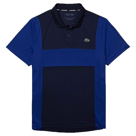 Camisa Polo Lacoste Sport de Poliéster Azul e preta