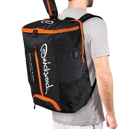 Mochila de Beach Tennis Quicksand Backpack  Preta e laranja