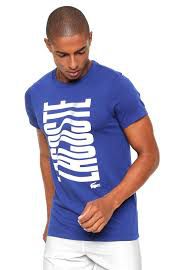 Camiseta Lacoste Sport Com Logo Grande - Azul