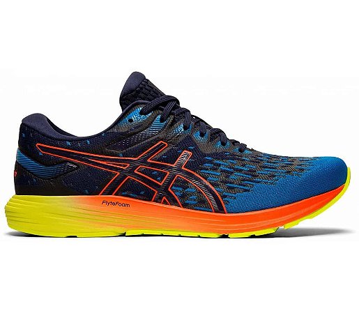 tenis asics azul com laranja