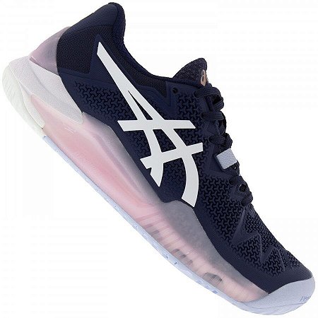 tenis asics azul marinho e rosa