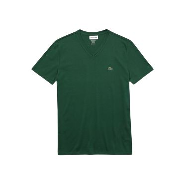Camiseta Lacoste  Jérsei de Algodão Pima com Gola V - Verde