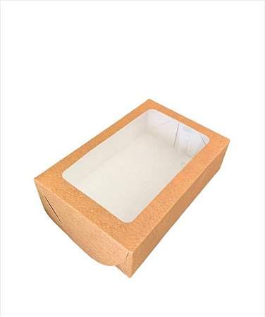 Caixa Kraft - Com Visor - 17x11x4,5 cm - 25 unidades