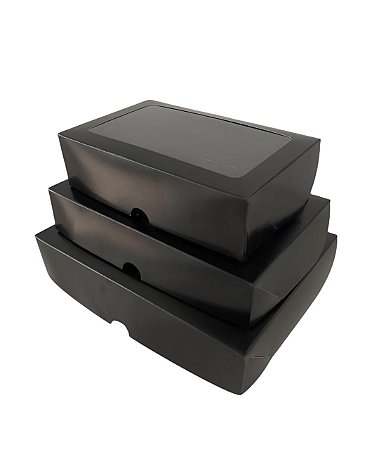 Caixa preta com visor- 17x11x4,5 cm - 25 unidades