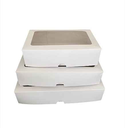 Caixa branca com visor - 20x13x4 cm - 25 unidades