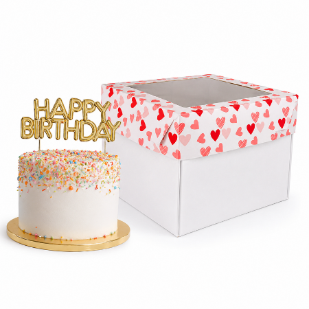 Embalagem Para Bolo Alto - Com visor 26x26x25 cm (10 unidades)