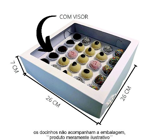 Caixa visor com berço para 25 doces - 10 unidades