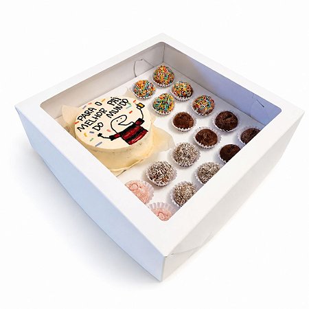 Caixa Para 1 Bento Cake + 16 Brigadeiros - Pacote 10 Unidades