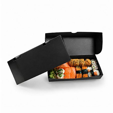 Caixa Para Delivery Preta Impermeável - 20x8x4 cm (50 unidades)