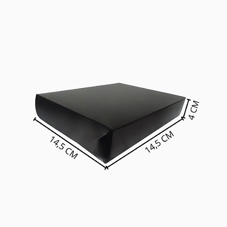 Embalagem - caixa de papel - preta - 14,5x14,5x4 cm - 50 unidades
