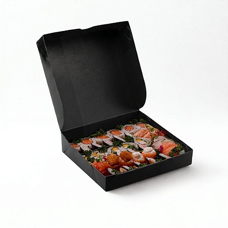 Caixa Delivery Preta Impermeável - 22x22x4 cm (50 unidades)