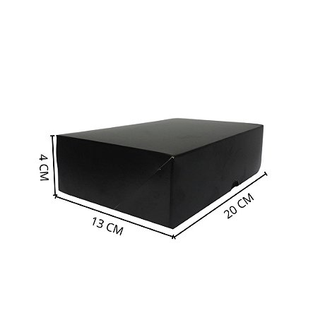 Embalagem - caixa de papel - preta - 20x13x4 cm - 50 unidades