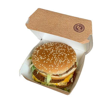 Caixa Hambúrguer - 12x12x8,5 cm - 150 unidades - Já Vem Montada