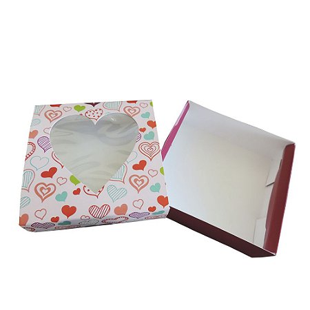 Caixa Visor Coração - 11,5x11,5x4 cm - 10 unidades