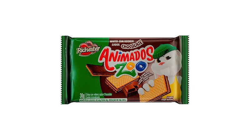 BISCOITO FORTALEZA 30G WAFER ANIMADOS ZOO CHOCOLATE
