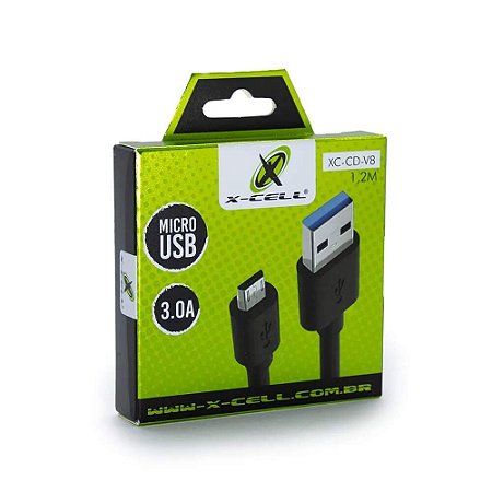 Cabo Micro USB V8 3.0A 1,2m xc-cd-v8 - X-Cell