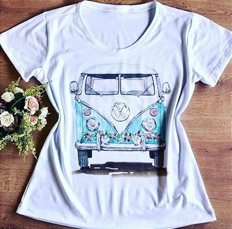 camiseta feminina t-shirt Kombi , camisa baby look