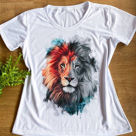T-shirt feminina Leão , baby look , blusinhas e camisetas