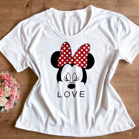 T-shirt feminina Minnie Love Tumblr, baby look , blusinhas