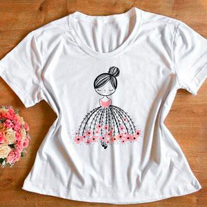 T-shirt feminina Bailarina Tumblr, baby look , blusinhas
