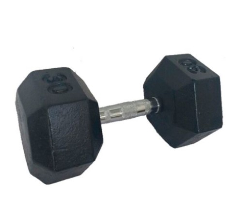 Dumbbell  Monobloco Sextavado Injetado - Pegada Cromada 20kg