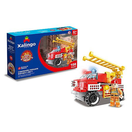 Blocos de Montar Bombeiros Caminhão Resgate Rápido 2 em 1 (108 peças)