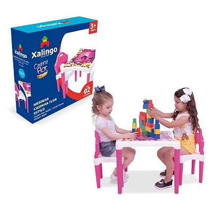 Mesinha Infantil com 2 Cadeiras Casinha Flor