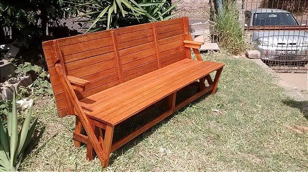 Banco Que Vira Mesa 2.20 CEDRO NA  COR MOGNO