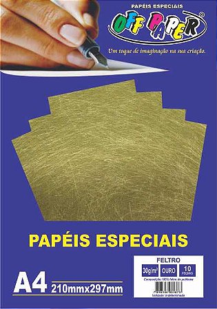 Feltro Ouro, 30g/m2,  pacote 10fls.