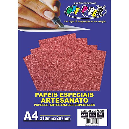 Papel Glitter Metalico Telha A4 250g 10 fls