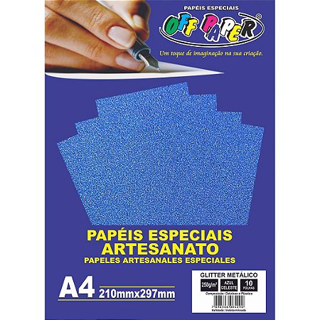 Papel Glitter Metalico Azul Celeste A4 250g 10 fls