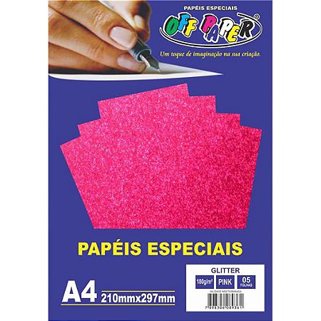 Papel Glitter Pink A4 180g 5 Fls