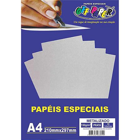 Papel Metalizado Prata A4 150g 15 Fls