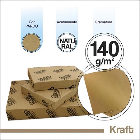 Kraft Natural 140g/m2, -  pacote 250fls.