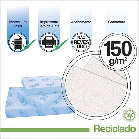 Reciclado 150g/m2,  pacote 250fls.