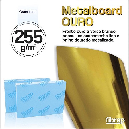 Metalboard Ouro 255 g/m2,  pacote 20fls.