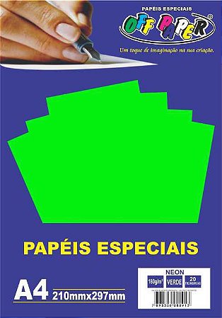 Papel Neon Verde, 180g/m2,  pacote 20fls.