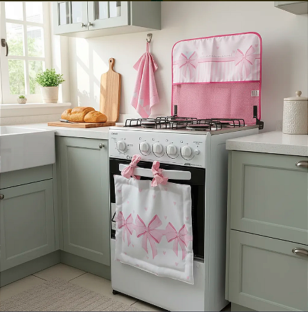 Kit para Fogão Laços Rosa Digital - 4 Bocas