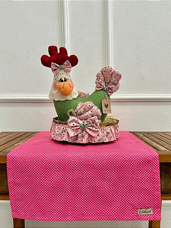 Caminho de Mesa 60cm x 38cm - Poá Pink