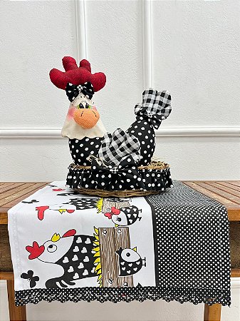 Caminho de Mesa 1,00cm x 38cm - Galinha Preta